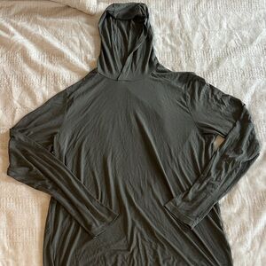 FreeFly Dark Green Bamboo Hooded Long Sleeve Top